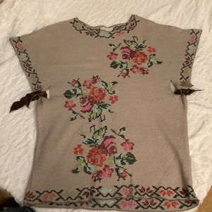 Hazel Floral Embroidered Midi Dress - Pink and Green